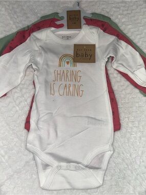 Rae Dunn Long Sleeve One-Piece Snap Bottom Bodysuits 3 Different Graphics NWT